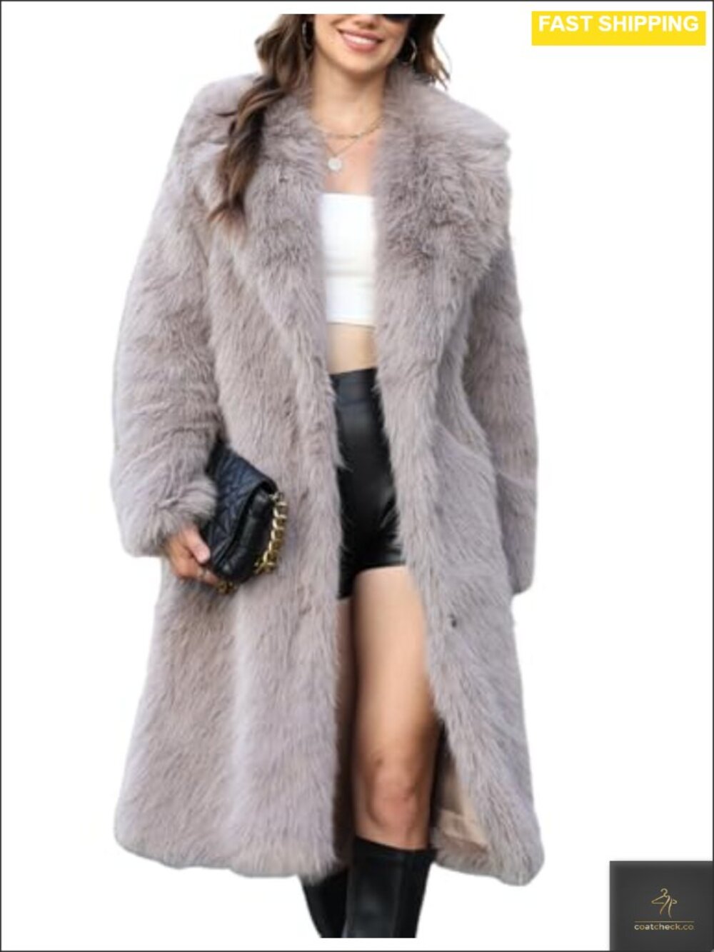 Gihuo Womens Faux Fur Coat Long Fluffy Furry Jacket Open Front